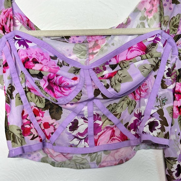 *SOLD* SHEIN Floral mesh crop corset top Size Medium - Picture 2 of 3
